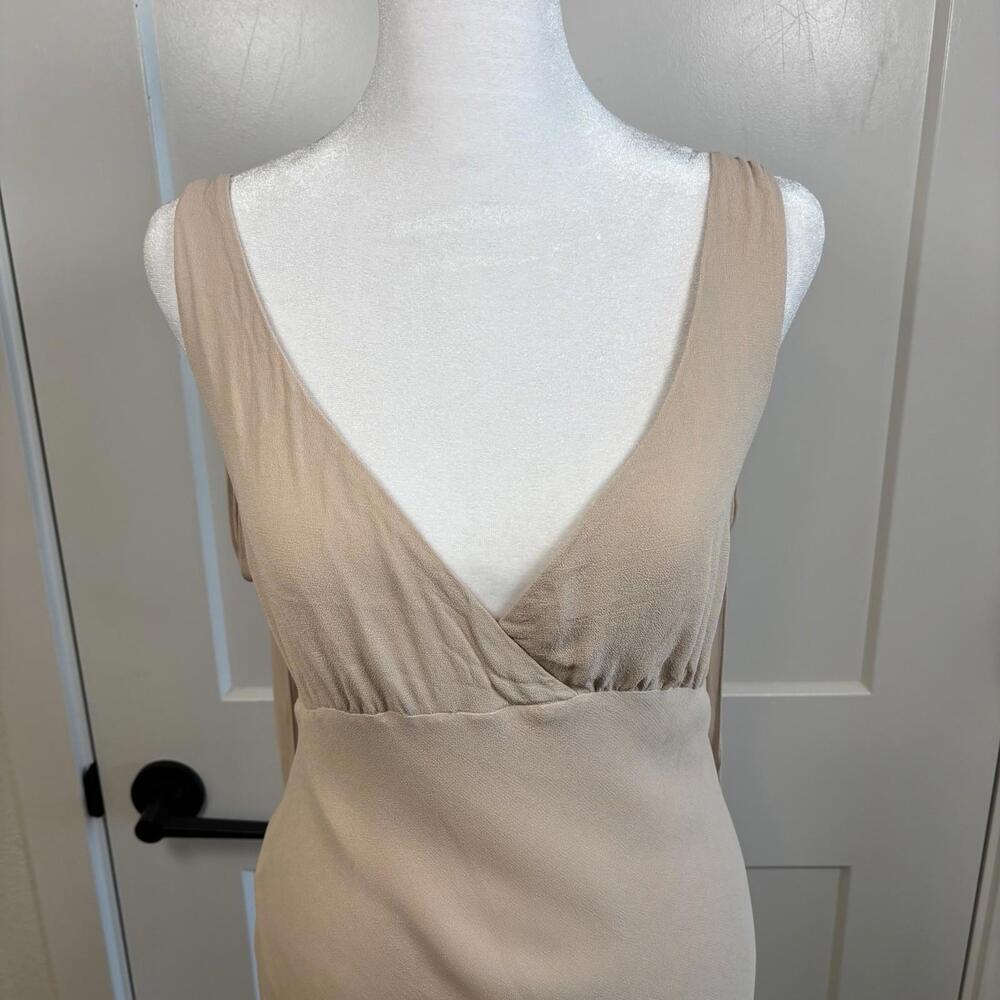 Reformation Nude Champagne Dress Women’s Size 10 Backless Tie Straps Midi Dress - Picture 2 of 8